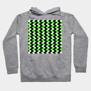 Waves black and green pattern Hoodie